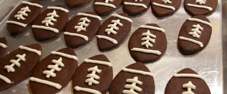 Chocolate Football Sugar Cookies - Super Bowl Treat - The Gourmet Housewife