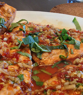 Spicy Ginger Glazed Salmon with Basil