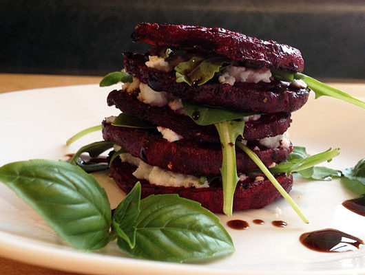 Stacked Beet and Arugula Salad