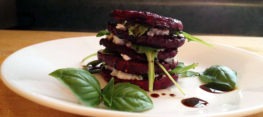 Stacked Beet and Arugula Salad