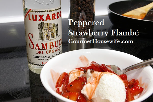 Peppered Strawberry Flambé