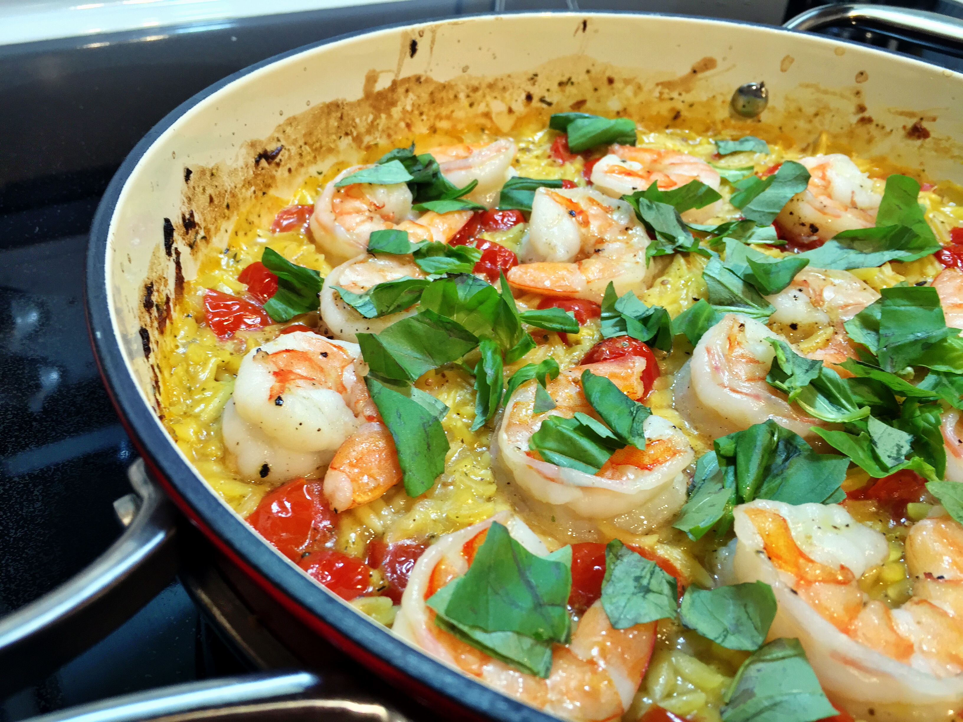 King Prawn Orzo with Tomato and Saffron - Zena's Kitchen